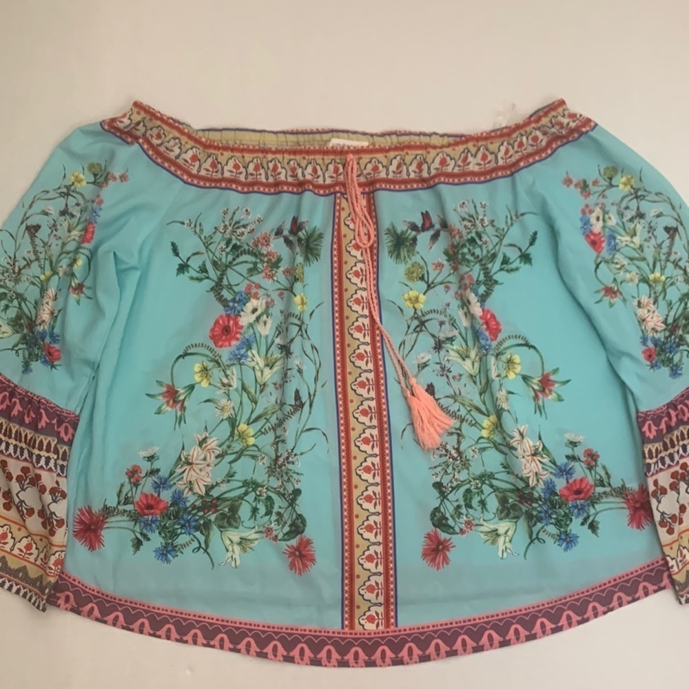 Umgee Off The Shoulder Blue Top - Picture 6 of 9
